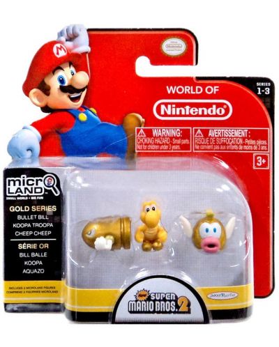 Комплект 3 микро фигурки World of Nintendo Mario Bros - Bullet Bill, Koopa, Cheep Cheep - 2