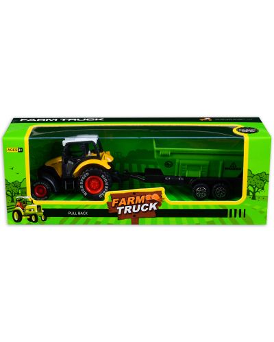Детска играчка Farm Truck - Жълт трактор с ремарке - 1