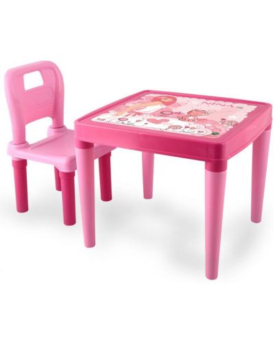 Детска маса със стол Pilsan – Розова - 1