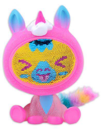 Детска играчка Zеquins FurТаilz - Розов еднорог, с личице от пайети, Серия 4 - 1
