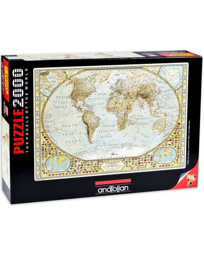 Пъзел Anatolian от 2000 части – Карта на света, Джей Саймънс - 1