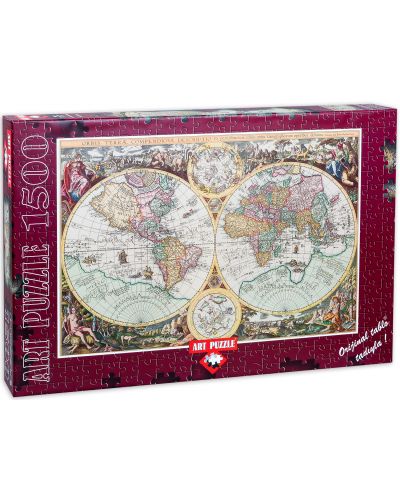 Пъзел Art Puzzle от 1500 части - Карта на света, Алберто Росини - 1