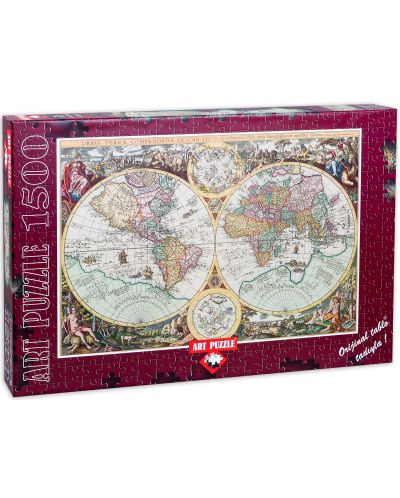 Пъзел Art Puzzle от 1500 части - Карта на света, Алберто Росини