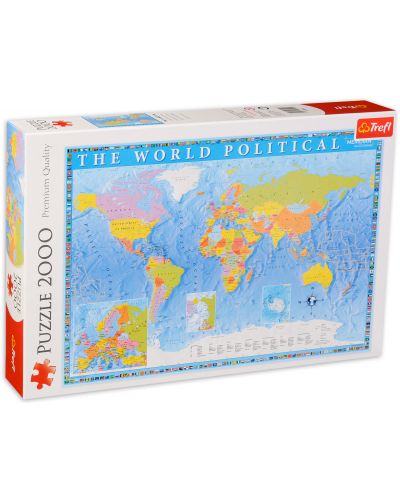 Пъзел Trefl от 2000 части - Политическа карта на света - 2