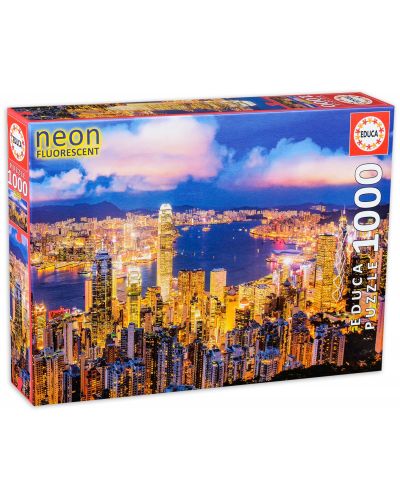 Неонов пъзел Educa от 1000 части - Хонг Конг - 1