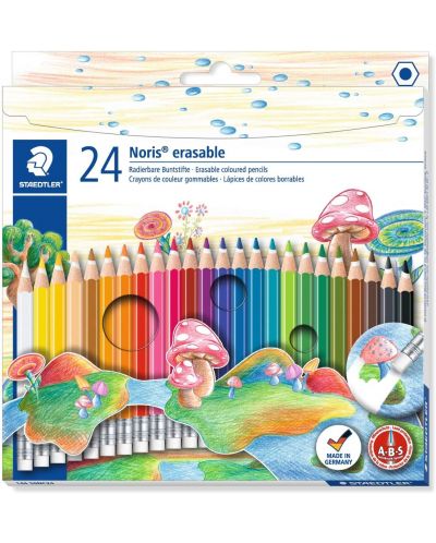 Цветни моливи Staedtler Noris Club 144 - 24 цвята, с гума - 1