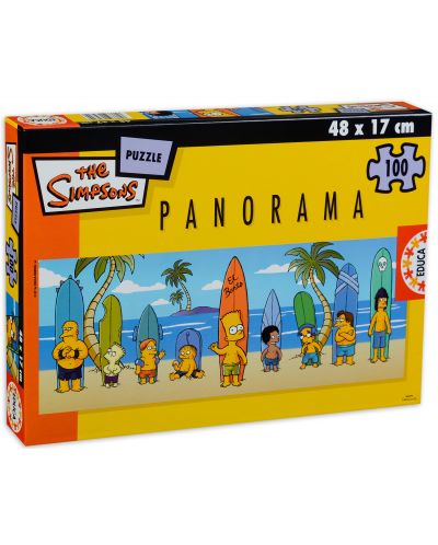 Панорамен пъзел от 100 части - Семейство Симпсън - 1