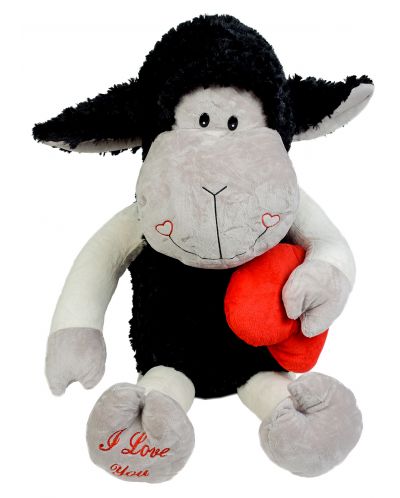 Плюшена играчка Morgenroth Plusch - Черна овчица със сърце, 95 cm - 1