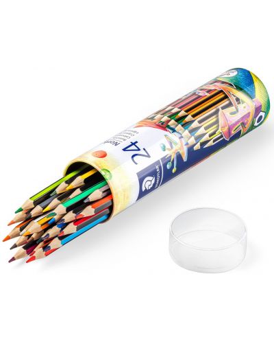 Цветни моливи Staedtler Noris Colour 185 - 24 цвята, в метален тубус - 2
