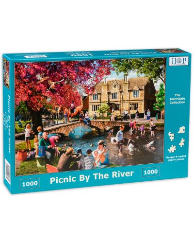 Пъзел The House of Puzzles от 1000 части - Пикник край реката - 1