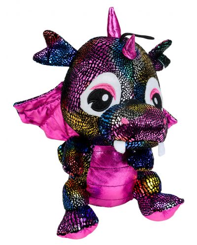 Плюшена играчка Morgenroth Plusch - Блестящо драконче с розово коремче, 25 cm - 1