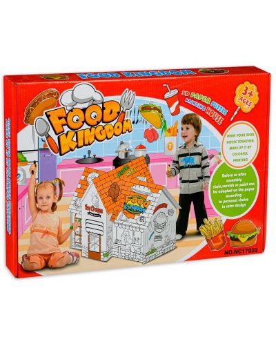 Картонена къща за оцветяване Happy Toys - В царството на храната