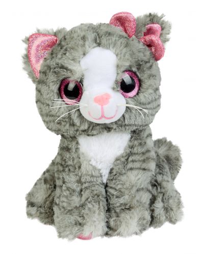 Плюшена играчка Morgenroth Plusch - Коте с розова панделка, 26 cm - 1