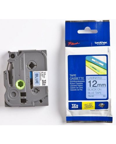 Касета Brother - TZe-531, за P-Touch, 12mm, 8m, Black/Blue