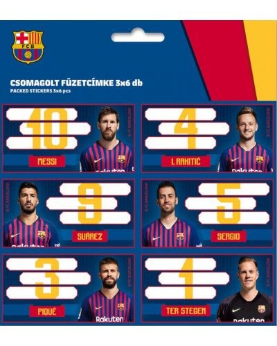 Ученически етикети Ars Una FC Barcelona - 18 броя, с номера - 1