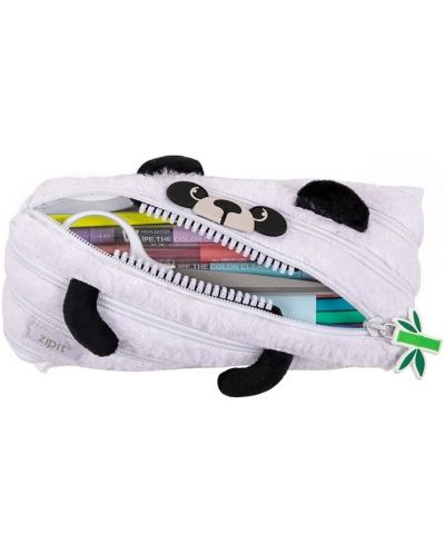 Ученически несесер Zipit - Panda, среден, бял - 2