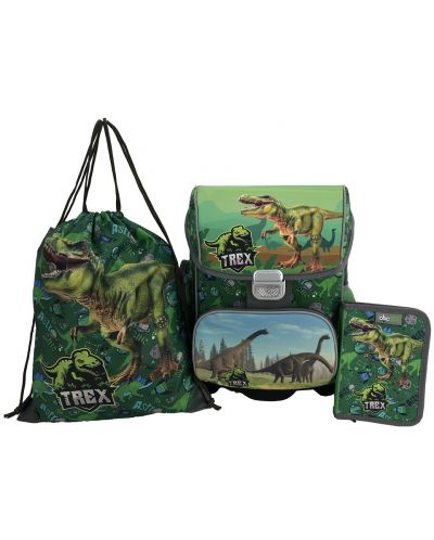 Ученически комплект ABC 123 Dinosaur - 2023, раница, спортна торба и несесер - 1
