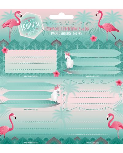 Ученически етикети Ars Una Pink Flamingo - 18 броя - 1