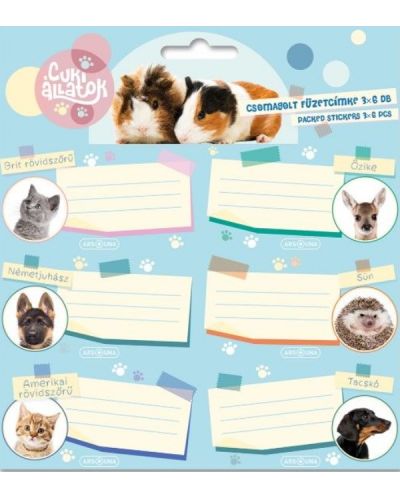 Ученически етикети Ars Una Cute Animals - 18 броя - 1