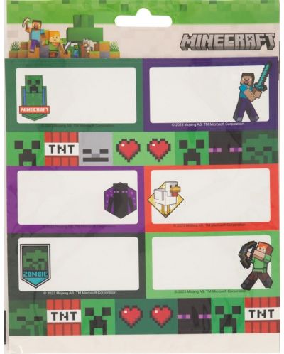 Ученически етикети Graffiti Minecraft - Diamond, 18 броя - 1