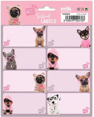 Ученически етикети Grupo Erik Studio Pets - Кученца, 16 броя - 1