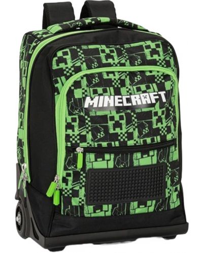 Ученическа раница с колелца Panini Minecraft - Premium Pixels Green, 1 отделение - 1