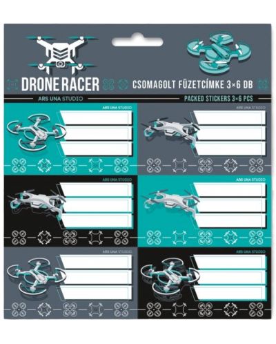 Ученически етикети Ars Una Drone Racer - 18 броя, зелени - 1