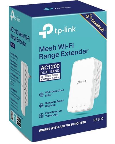 Удължител на обхват TP-Link - RE300 AC1200, бял - 3