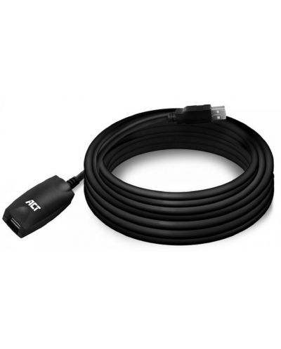 Удължителен кабел ACT - AC6005, USB-A/USB-A, 5 m, черен - 1