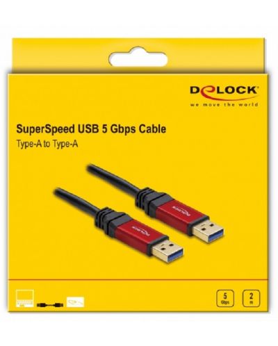 Удължителен кабел Delock - 82753, USB-A/USB-А, 2 m, черен/червен - 4