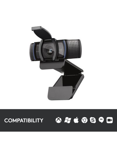 Уеб камера Logitech - C920S Pro, Full HD, черна - 9