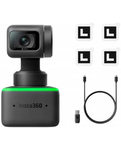 Уеб камера Insta360 - Link 4K AI, черна/зелена - 4