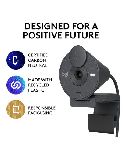 Уеб камера Logitech - Brio 300 Full HD, 1080p, USB, Graphite - 4