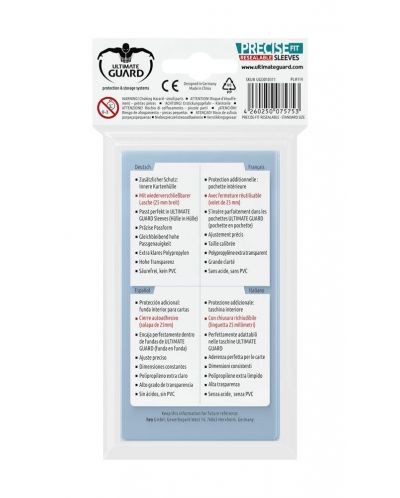 Ultimate Guard Precise-Fit Sleeves Resealable Standard Size Transparent (100) - 3