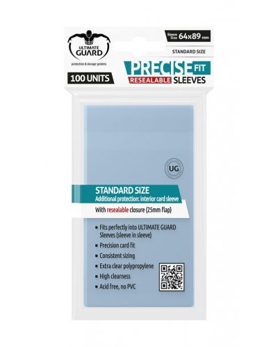 Ultimate Guard Precise-Fit Sleeves Resealable Standard Size Transparent (100) - 1