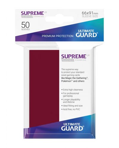 Протектори Ultimate Guard Supreme UX Sleeves - Standard Size - Винено червени (50 бр.) - 3
