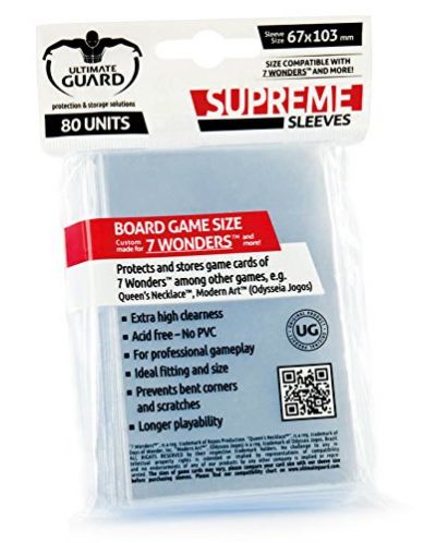 Протектори за карти Ultimate Guard - 7 Wonders (80 броя) - 1