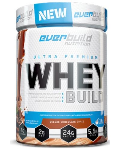 Ultra Premium Whey Build, шоколадов шейк, 454 g, Everbuild - 1