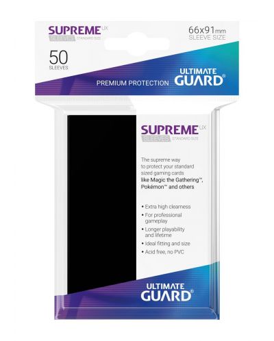 Протектори Ultimate Guard Supreme UX Sleeves - Standard Size - Черни (50 бр.) - 3