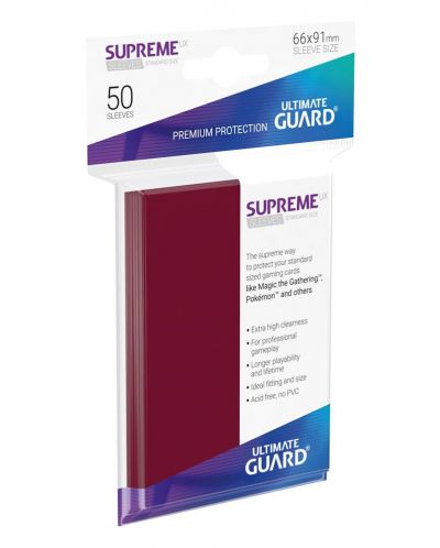 Протектори Ultimate Guard Supreme UX Sleeves - Standard Size - Винено червени (50 бр.) - 1