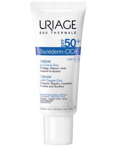 Uriage Bariederm-Cica Възстановяващ крем с мед и цинк, SPF50+, 40 ml - 1