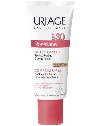 Uriage Roseliane CC Тониран крем против зачервяване, SPF30, среден нюанс, 40 ml - 1