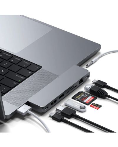 USB хъб Satechi - Pro Hub Max, 8 порта, USB-C, сив - 4