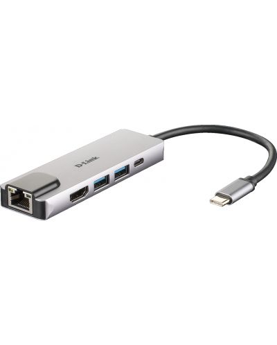 USB Хъб D-Link - DUB-M520, 5-в-1, USB-C, сив - 2