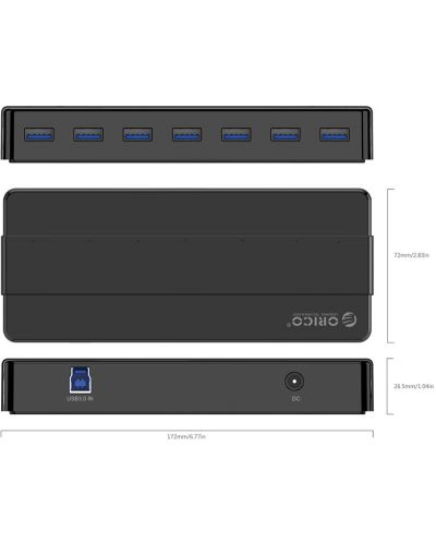 USB хъб Orico - H7928-U3-V1-BK, 7 порта, USB3.0, черен - 3