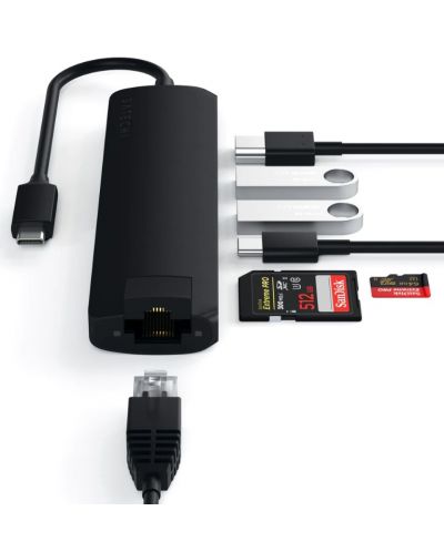 USB хъб Satechi - Aluminium Slim Multiport, 7 порта, USB-C, черен - 6