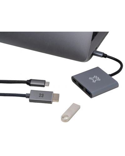 USB хъб XtremeMac - 3 порта, USB-C, сив - 2