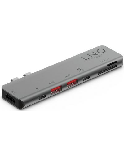 USB хъб LINQ - 7 в 2 TB Pro, 7 порта, MacBook, USB-C, сив - 2