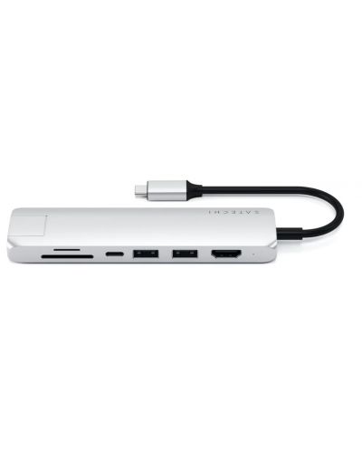 USB хъб Satechi - Aluminium Slim Multiport, 7 порта, USB-C, сребрист - 3