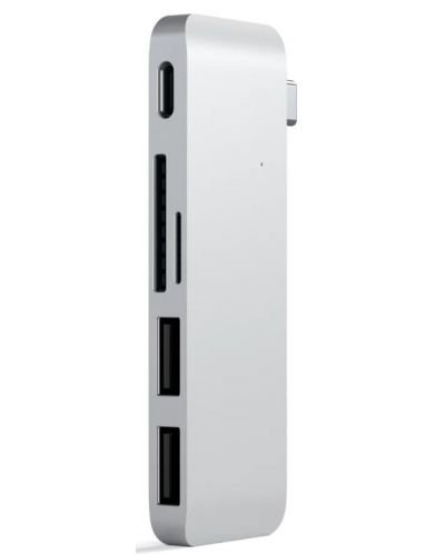 USB Хъб Satechi - Aluminium Passthrough, 5 порта, USB-C, сребрист - 2